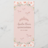 Blush Floral Rose Gold Quinceanera Day Timeline Programm (Rückseite)