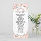 Blush Floral Rose Gold Quinceanera Day Timeline Programm (Stehend Vorderseite)