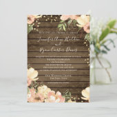 Blush Floral Rustic Wood Watercolor Wedding Einladung (Stehend Vorderseite)