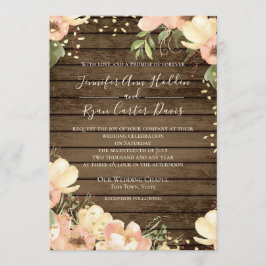 Blush Floral Rustic Wood Watercolor Wedding Einladung