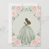 Blush Floral Sage Green Princess Gown Quinceañera Einladung (Rückseite)