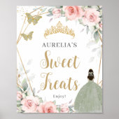 Blush Floral Sage Green Quinceanera Sweet Leckerei Poster (Vorne)