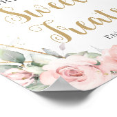 Blush Floral Sage Green Quinceanera Sweet Leckerei Poster (Ecke)
