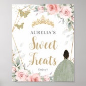 Blush Floral Sage Green Quinceanera Sweet Leckerei Poster (Vorne)