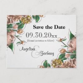 Blush Floral Save the Date Hochzeitkarte Ankündigungspostkarte
