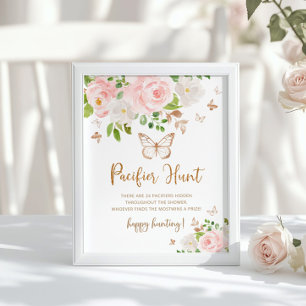 Blush Floral Schmetterling Schnuller Jagd Poster