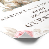 Blush Floral Teddy Bear Baby Shooter Gästebuch (Ecke)