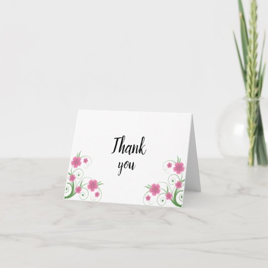 Blush Floral Thank You Card | Romantic Watercolor Dankeskarte (Vorderseite)