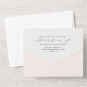 Blush Floral Traditioneller Aufsatz Quinceañera All In One Einladung (Rückseite)