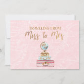 Blush Floral Travelling Miss an Mrs. Brautparty Einladung (Rückseite)