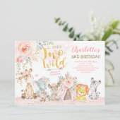 Blush Floral Tribal Safari 2. Geburtstag Einladung (Stehend Vorderseite)
