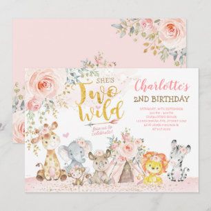 Blush Floral Tribal Safari 2. Geburtstag Einladung