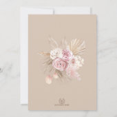 Blush Floral Tropical Boho Pampas Grass Wedding Einladung (Rückseite)