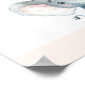 Blush Floral Twin Elephants Babydusche Willkommen Poster (Ecke)