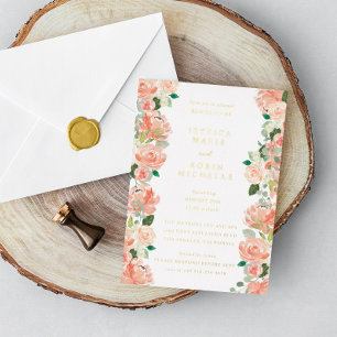 Blush Floral Two Brides Lesbian Couple Dusche Folieneinladung