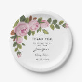 Blush Floral Vielen Dank Baby Dusche Papierplatte Pappteller (Vorderseite)