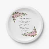 Blush Floral Vielen Dank Baby Dusche Papierplatte Pappteller (Vorderseite)