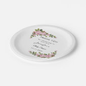 Blush Floral Vielen Dank Baby Dusche Papierplatte Pappteller (Schrägansicht)