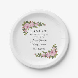 Blush Floral Vielen Dank Baby Dusche Papierplatte Pappteller