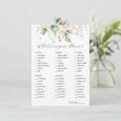 Blush Floral Was ist in Ihrer Purse Bridal Game Ca Einladung (Stehend Vorderseite)