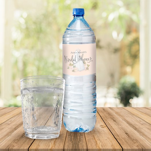 Blush Floral Watercolor Brautparty Wasserflaschenetikett