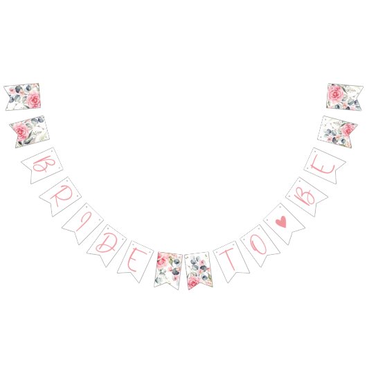 Blush Floral Watercolor Bridal Bunting Banner (Alle)
