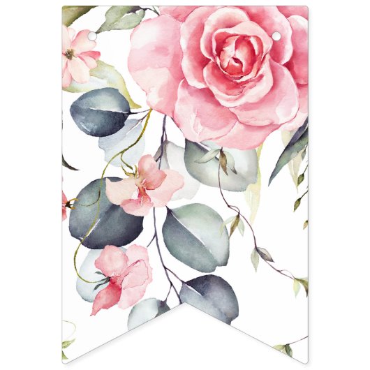 Blush Floral Watercolor Bridal Bunting Banner (Erste Fahne)