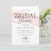 Blush Floral Watercolor Bridal Dusche Einladung (Stehend Vorderseite)