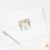Blush Floral Watercolor Flat Vielen Dank Quadratischer Aufkleber (Umschlag)
