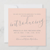 Blush Floral Watercolor Foto Geburtsankündigung Einladung (Rückseite)