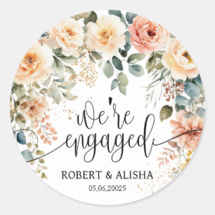 Blush Floral Watercolor Hochzeitsticker Runder Aufkleber