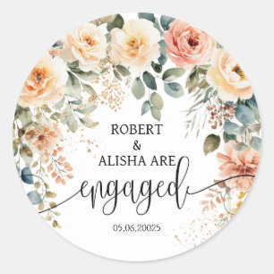 Blush Floral Watercolor Hochzeitsticker Runder Aufkleber