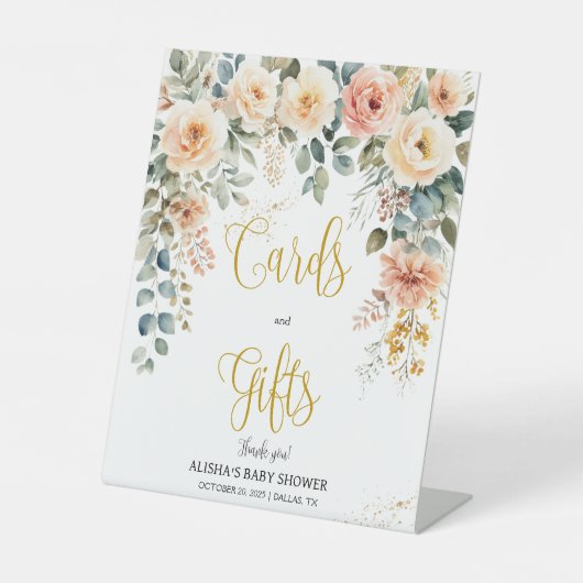 Blush Floral Watercolor Karten & Geschenke Zeichen Sockelschild (Vorderseite)