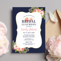 Blush Floral Watercolor Navy Bridal Luncheon