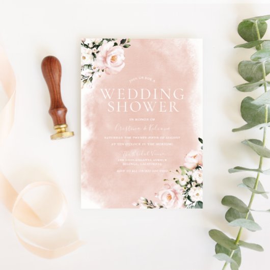 Blush Floral Watercolor Paare Polterabend Einladung