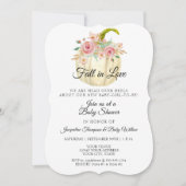 Blush Floral Watercolor Pumpkin Girl Babydusche Einladung (Vorderseite)