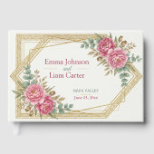 Blush Floral Watercolor Roses & Eucalyptus Wedding Gästebuch (Vorderseite)