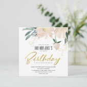 BLUSH FLORAL WATH WATERCOLOR JEDEN ALTER GEBURTSTA EINLADUNG (Stehend Vorderseite)
