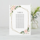 Blush Floral Wedding Chart Gästekarte Einladung (Stehend Vorderseite)