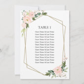 Blush Floral Wedding Chart Gästekarte Einladung (Rückseite)