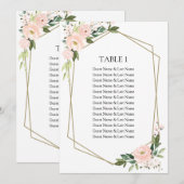 Blush Floral Wedding Chart Gästekarte Einladung (Vorne/Hinten)