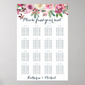Blush Floral Wedding Chart Poster (Vorne)