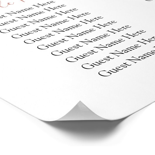 Blush Floral Wedding Chart Poster (Ecke)