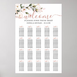 Blush Floral Wedding Chart Poster