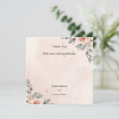 Blush Floral Wedding Danke Karte (Stehend Vorderseite)