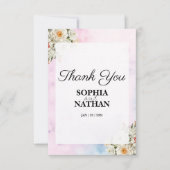 Blush Floral Wedding Danke Karte (Vorderseite)