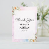 Blush Floral Wedding Danke Karte (Stehend Vorderseite)