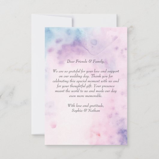 Blush Floral Wedding Danke Karte (Rückseite)