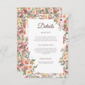 Blush Floral Wedding Details Card Begleitkarte (Vorne/Hinten)