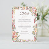 Blush Floral Wedding Details Card Begleitkarte (Stehend Vorderseite)